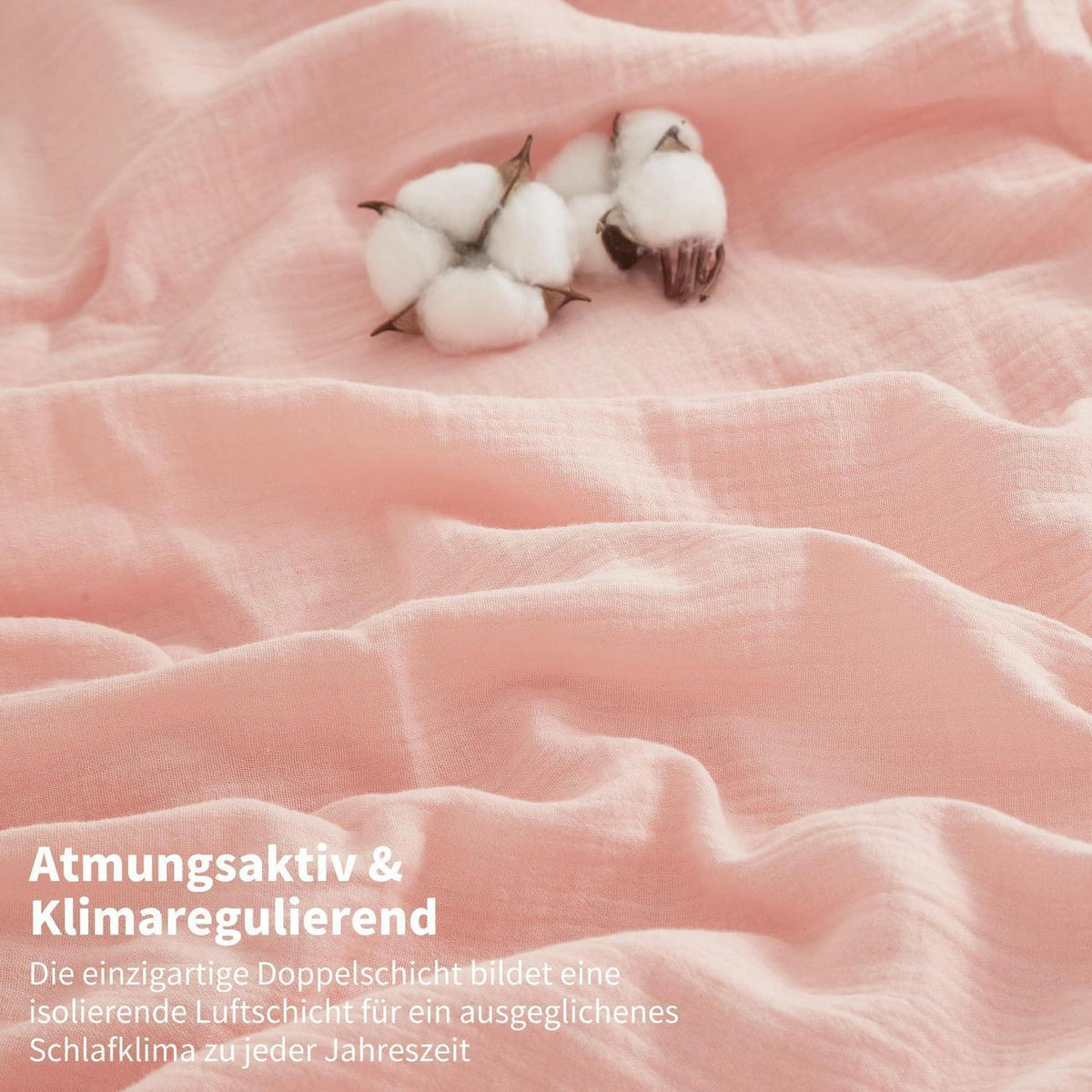 Doppelte Muslin Bettwäsche Rosa 200x220 - Weich & Atmungsaktiv