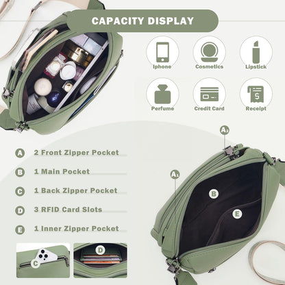 MUIIKOLA Umhängetasche Damen Leder Mittelgroß Breiter Gurt