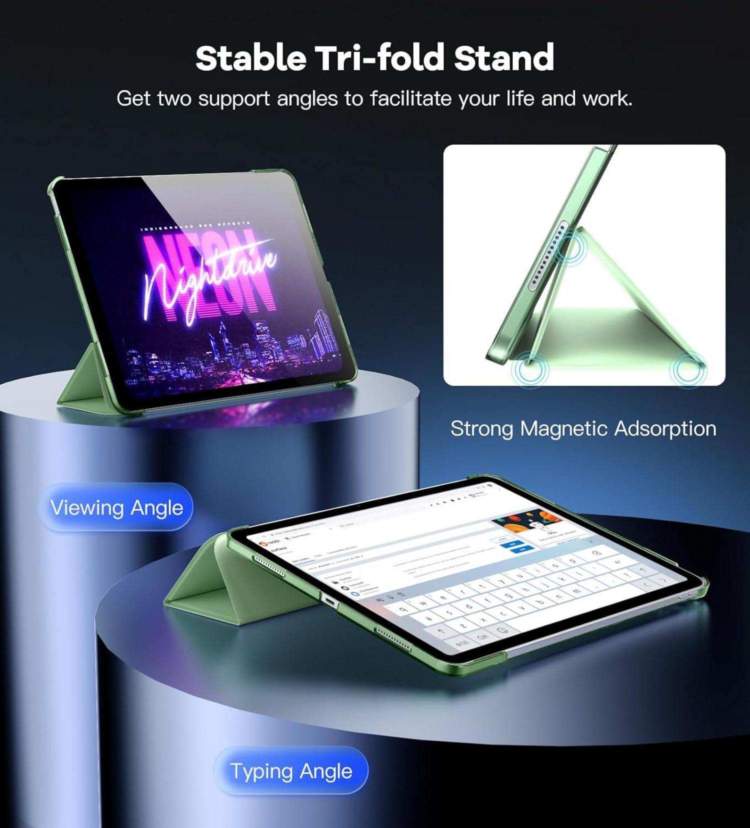 TiMOVO iPad Air 13 Hülle - Schlanke Schutzhülle mit Ständer und Auto Schlaf/Aufwach, Grün
