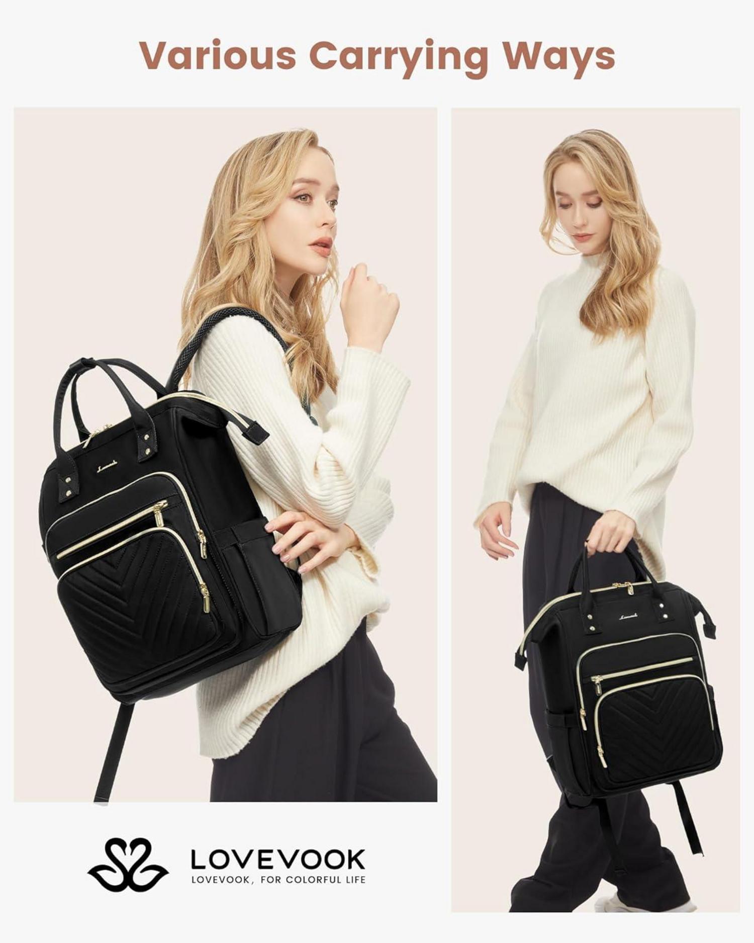 Damen Rucksack 17,3 Zoll Laptop Wasserdicht Schwarz