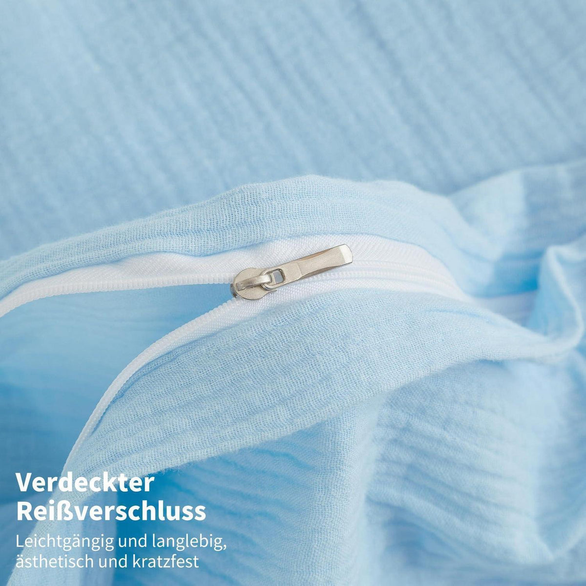 Doppelte Muslin Bettwäsche Blau 155x220 cm - 3-teilig
