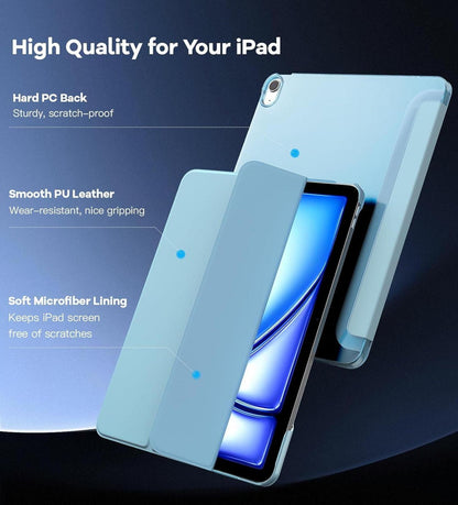 Schlanke iPad Air 13 Hülle M2 2024, Touch ID, Auto Schlaf, Himmelblau