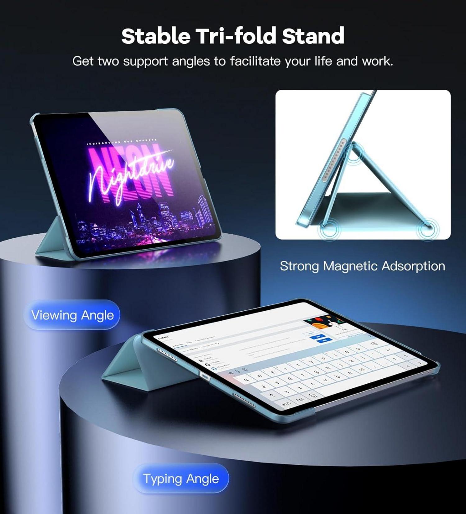 TiMOVO iPad Air 13 Zoll Hülle M2 2024, Schlanke Schutzhülle mit Ständer, Auto Schlaf/Aufwach Funktion, Himmelblau