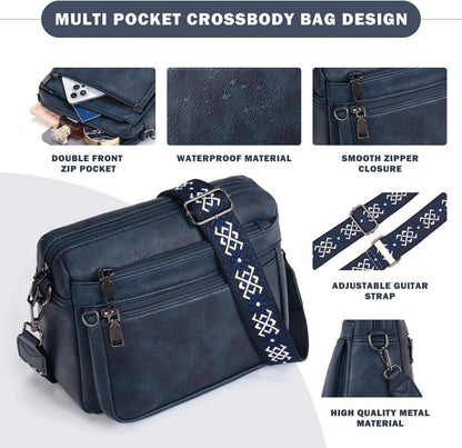 Umhängetasche Damen Mittelgroß Leder Vegan Crossbody Tasche