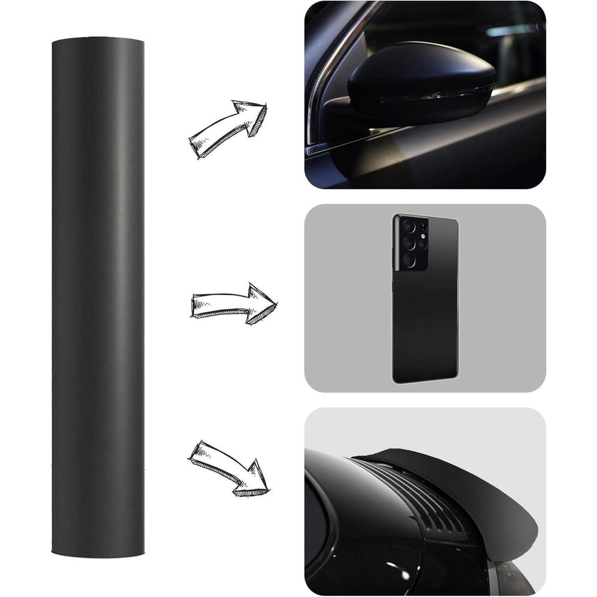 Matt Schwarz Auto Folie – Kratzfest & Luftfrei 457x152cm