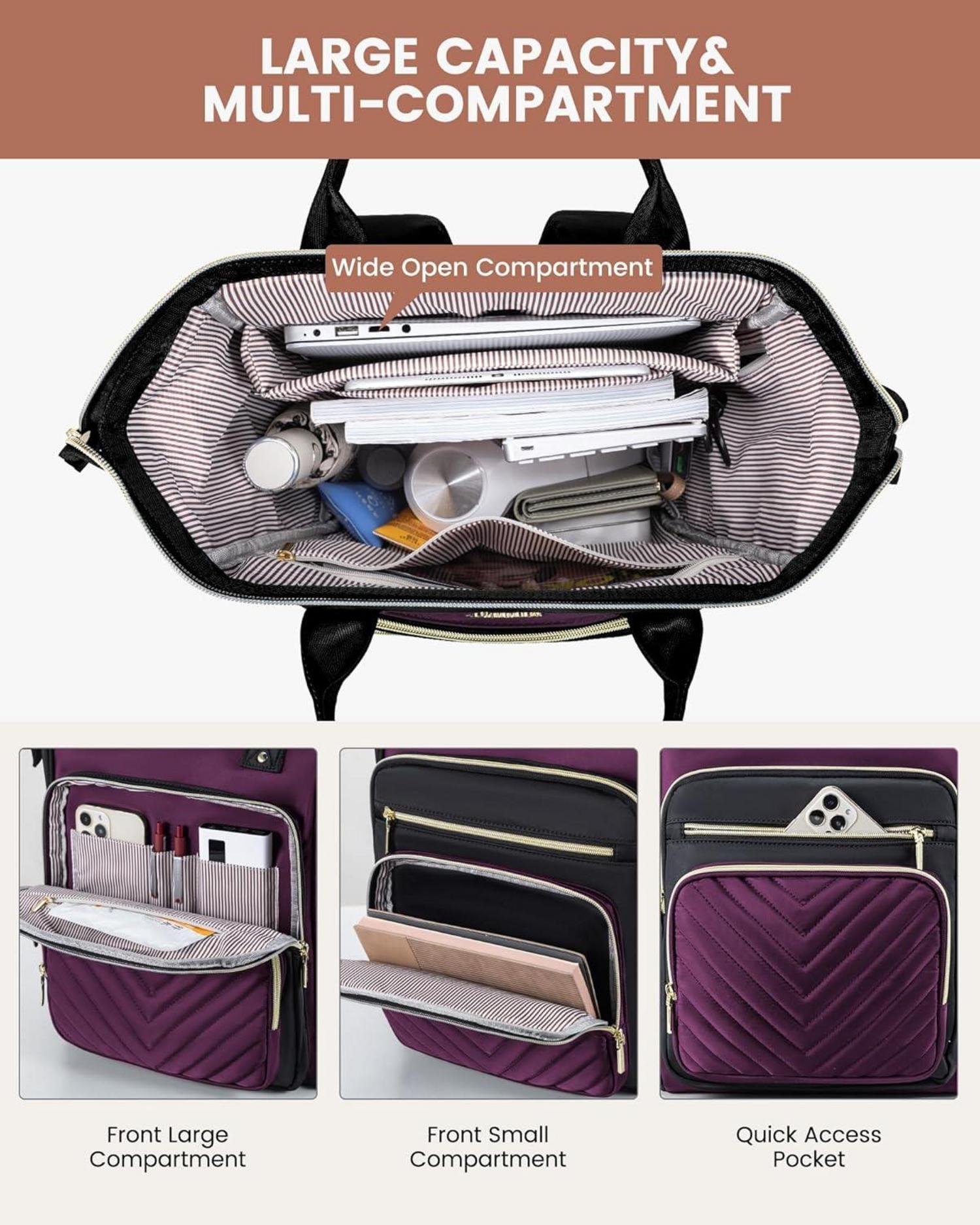 Wasserdichter Laptop Schulrucksack 15,6 Zoll, Violett