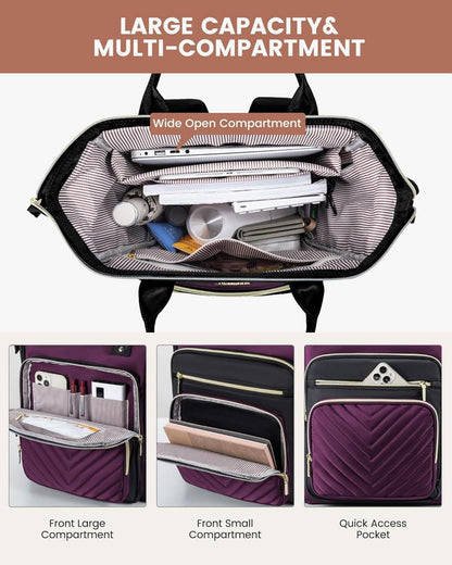 Wasserdichter Laptop Schulrucksack 15,6 Zoll, Violett