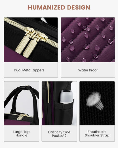 LOVEVOOK Damen Rucksack 15,6 Zoll Laptop Wasserdicht Violett