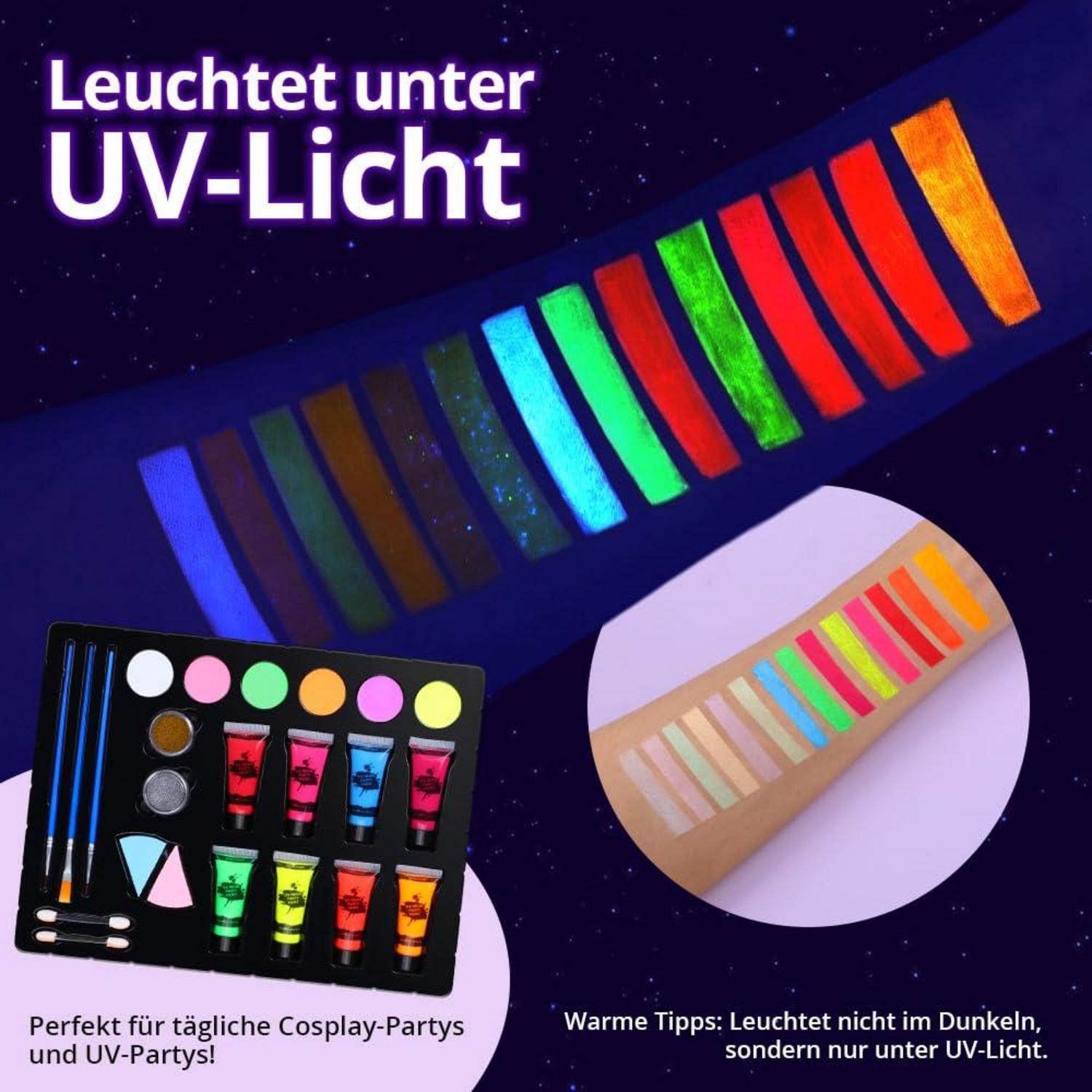 Gesichtsfarbe Kinderschminke Set UV Bodypainting 14 Farben