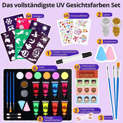 Janolia Gesichtsfarbe Kinderschminke UV Bodypainting Karneval Fasching 14 Farben