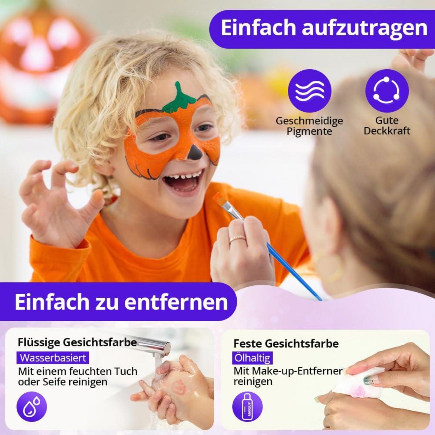Janolia Gesichtsfarbe Kinderschminke UV Bodypainting Karneval Fasching 14 Farben
