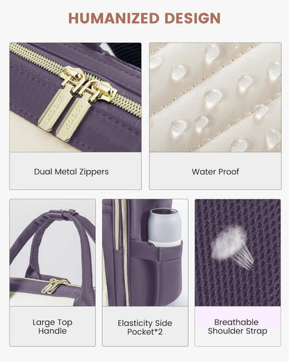 LOVEVOOK Rucksack Damen 15,6 Zoll Laptop Schulrucksack Wasserdicht Hellviolett