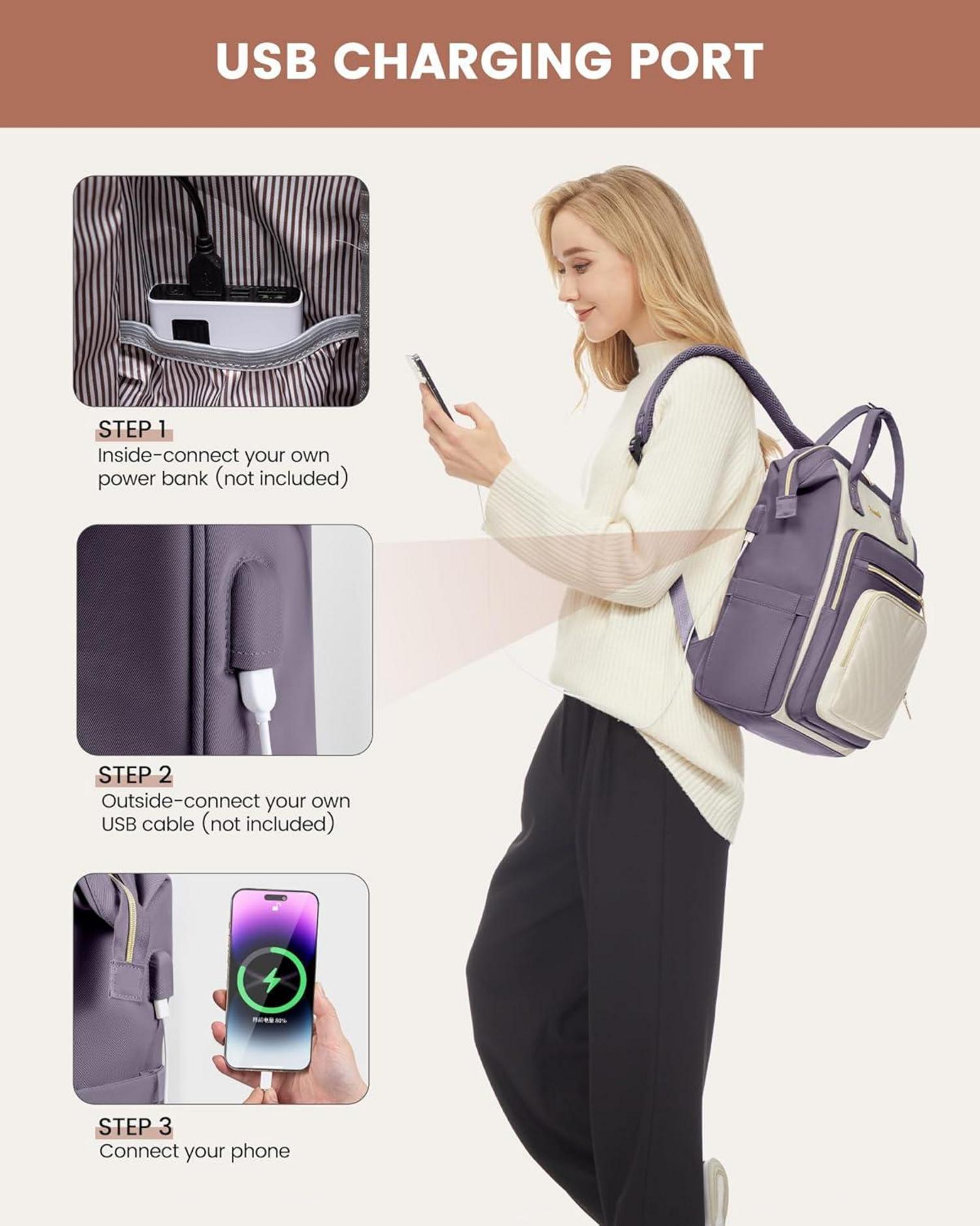 Damen Rucksack 15,6 Zoll Laptop Schulrucksack Wasserdicht Elegant Mädchen Uni