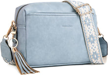 Damen Vegan Leder Umhängetasche Crossbody Schultertasche Blau