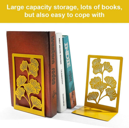 LdawyDE Buchstützen Metall Gelb 2er Set Bücherstütze 9x12x17cm