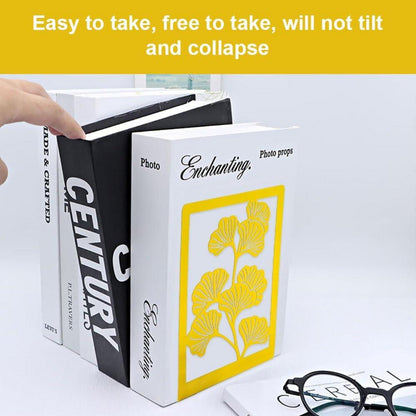 Metall Buchstütze 2 Stück Gelb Ginkgo Design Bücherstütze Bookends