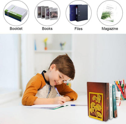 Metall Buchstütze 2 Stück Gelb Ginkgo Design Bücherstütze Bookends