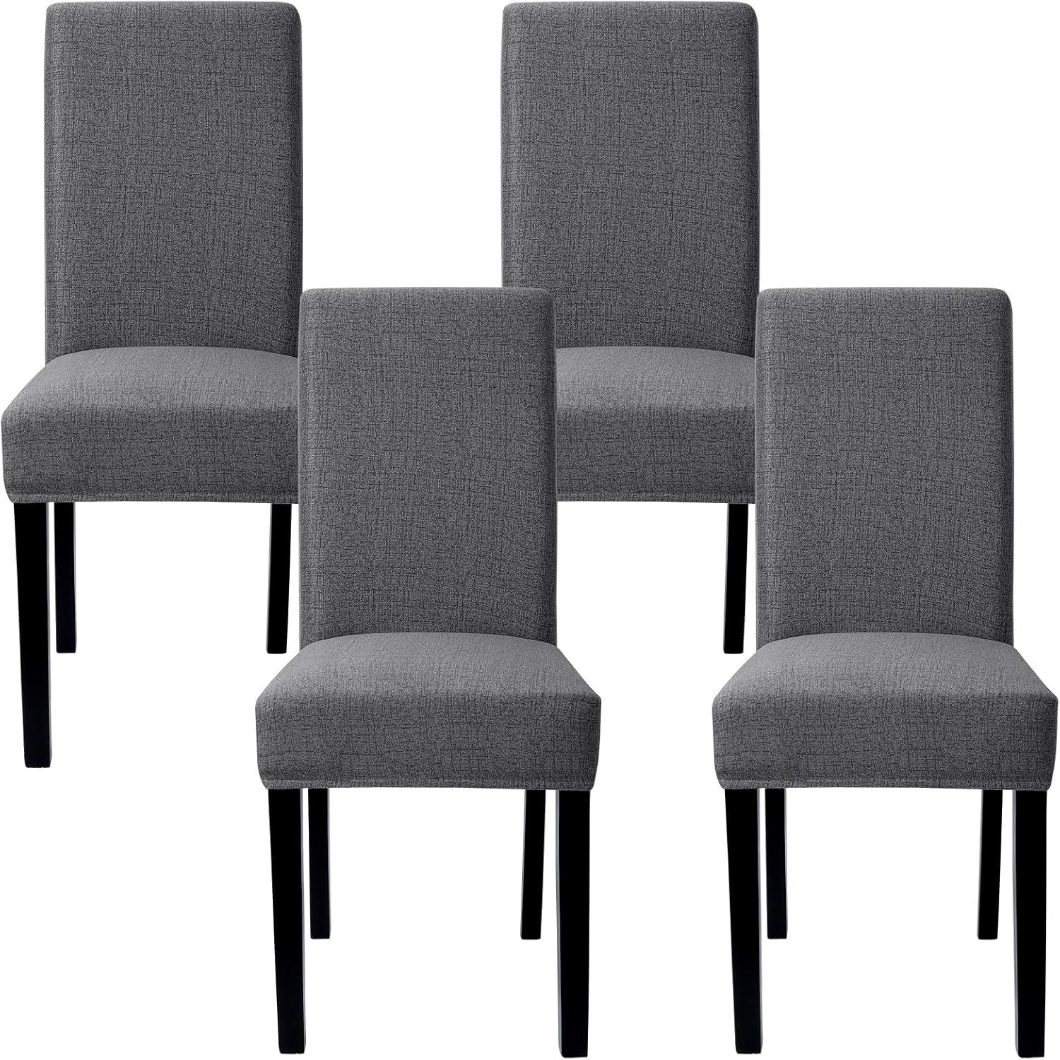 Stuhlhussen 4er Set Stretch Abnehmbar Waschbar Schwarz