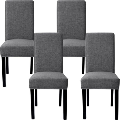 Stuhlhussen 4er Set Stretch Abnehmbar Waschbar Schwarz