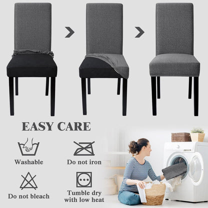 Stretch Stuhlhussen 4er Set für Esszimmerstühle Abnehmbar Schwarz
