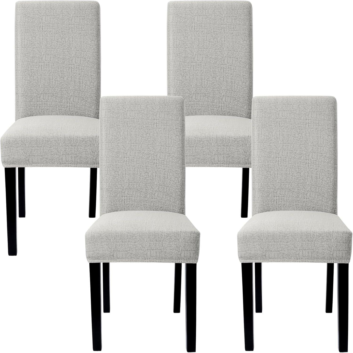 Stuhlhussen 4er Set Stretch Abnehmbare Waschbar Beige&Grau