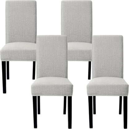 Stuhlhussen 4er Set Stretch Abnehmbare Waschbar Beige&Grau