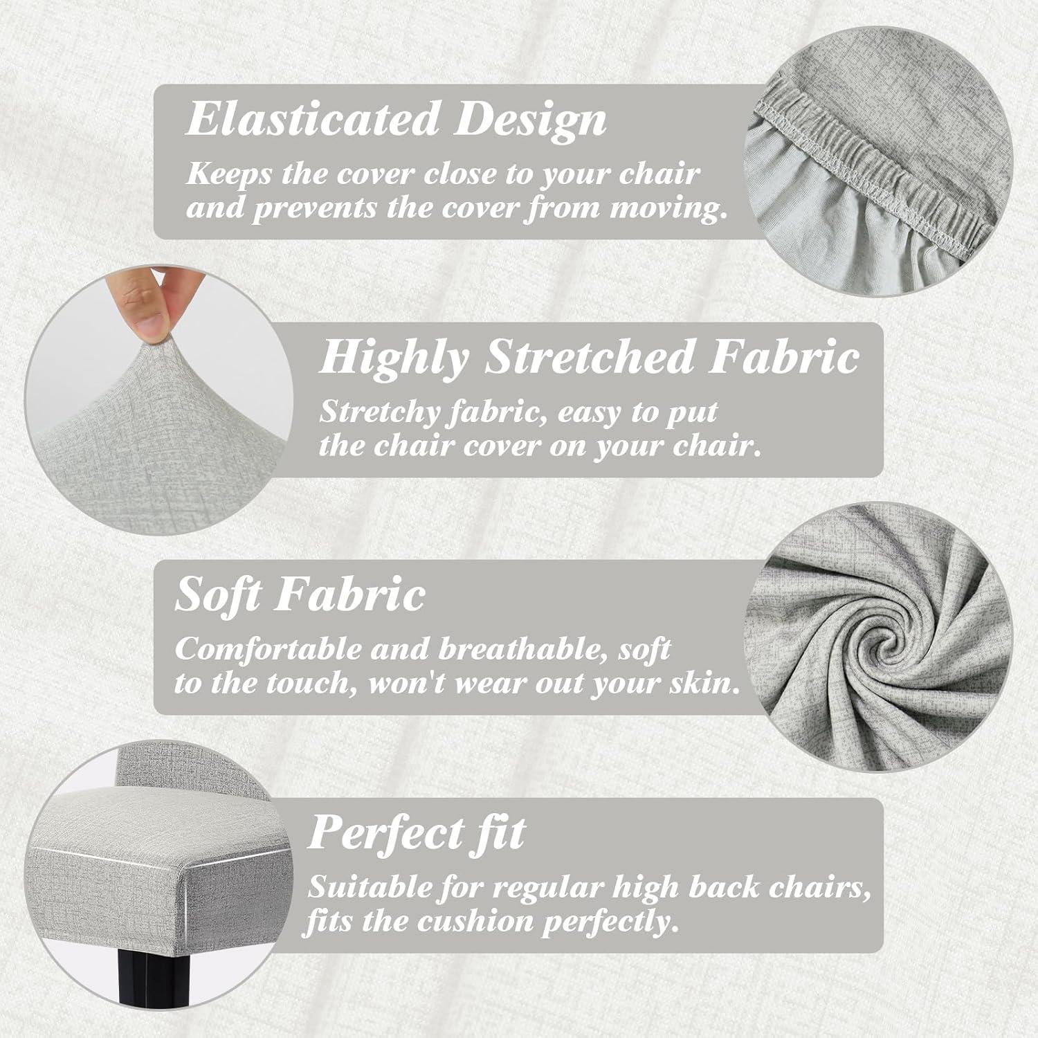 Stuhlhussen 4er Set Stretch Abnehmbare Waschbar Beige&Grau