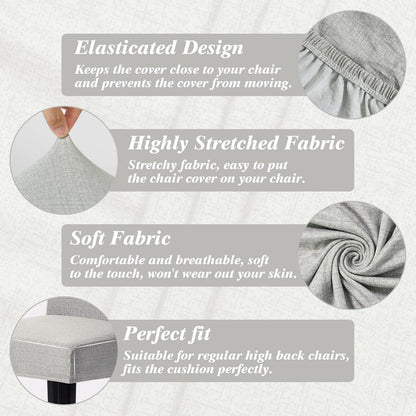 Stuhlhussen 4er Set Stretch Abnehmbare Waschbar Beige&Grau