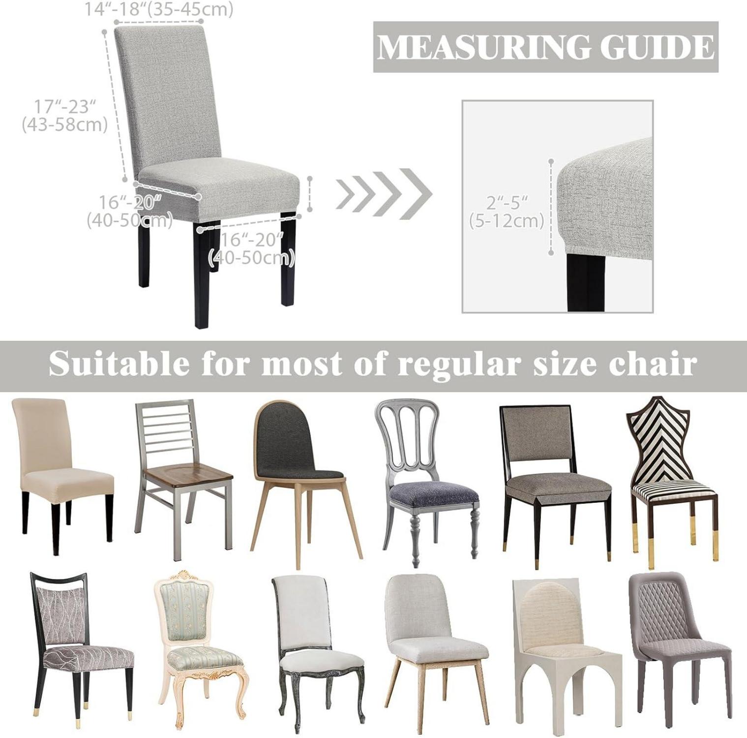 Esszimmerstuhlüberzüge 4er Set Stretch Abnehmbare Waschbare Stuhlhussen 4 Beige Grau