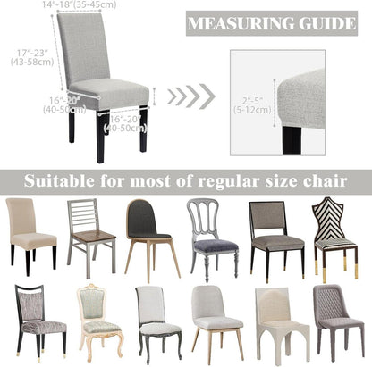 Esszimmerstuhlüberzüge 4er Set Stretch Abnehmbare Waschbare Stuhlhussen 4 Beige Grau