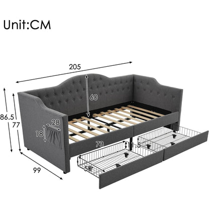 Schlafsofa 200cm mit Bettkasten & Schlaffunktion – Grau