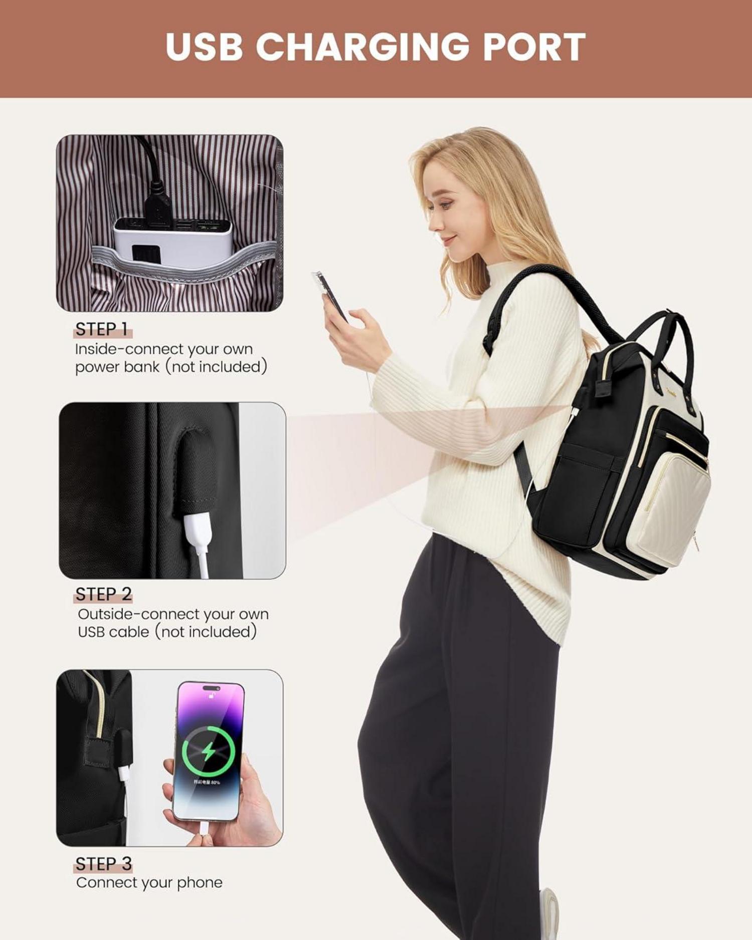 Damenrucksack 15,6 Zoll Laptop Wasserdicht Reiserucksack Schulrucksack