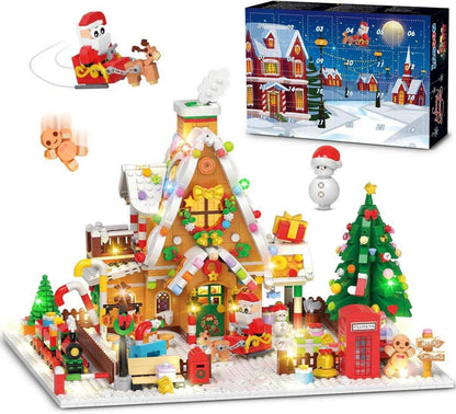 Adventskalender Lebkuchenhaus Bauspielzeug mit LED Licht 1763 Mini