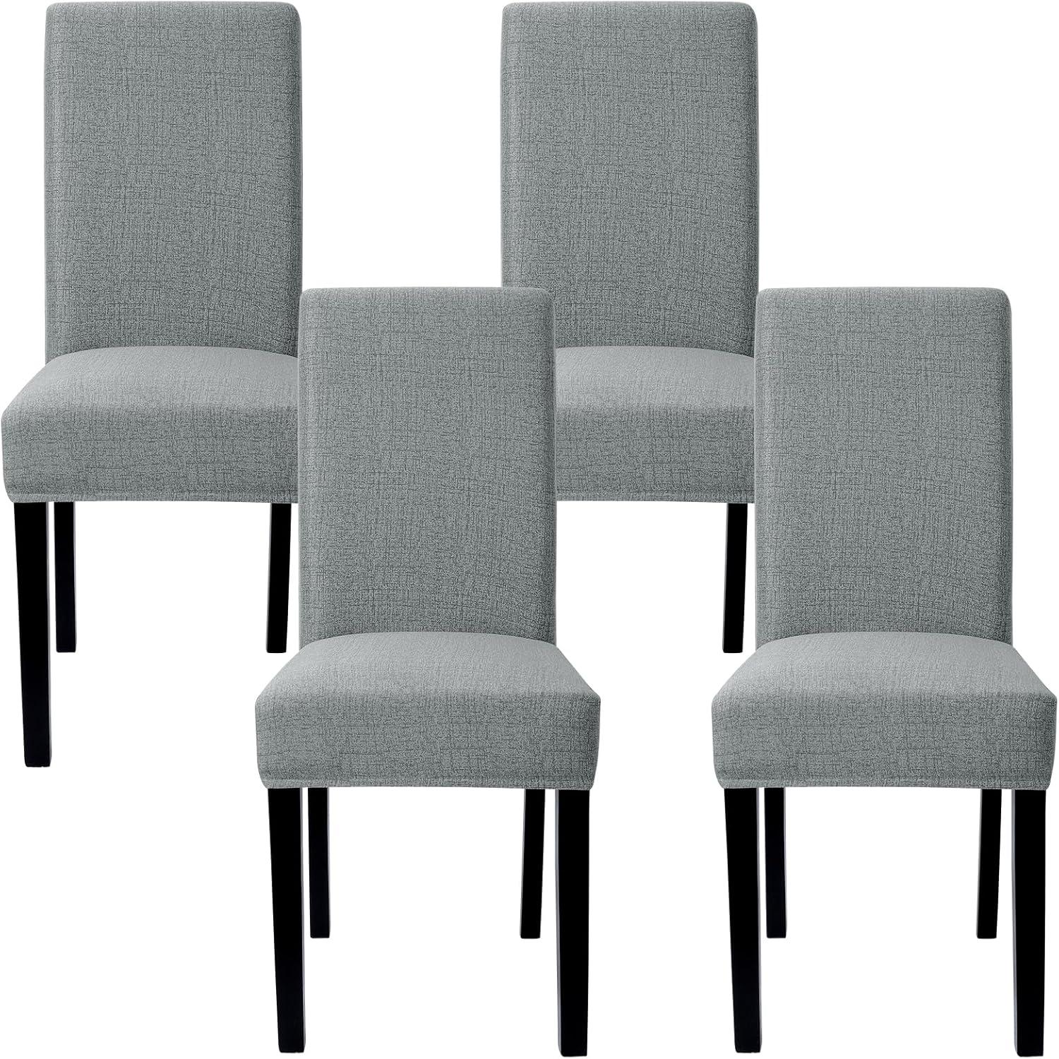 Stuhlhussen 4er Set Dunkelgrau Stretch Abnehmbar Waschbar