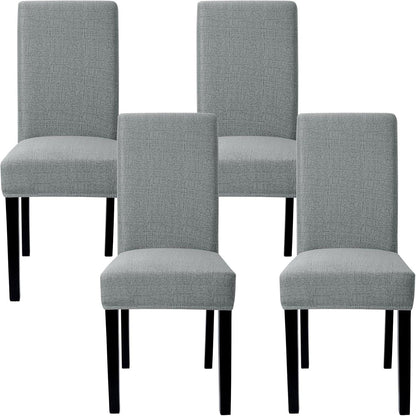 Stuhlhussen 4er Set Dunkelgrau Stretch Abnehmbar Waschbar
