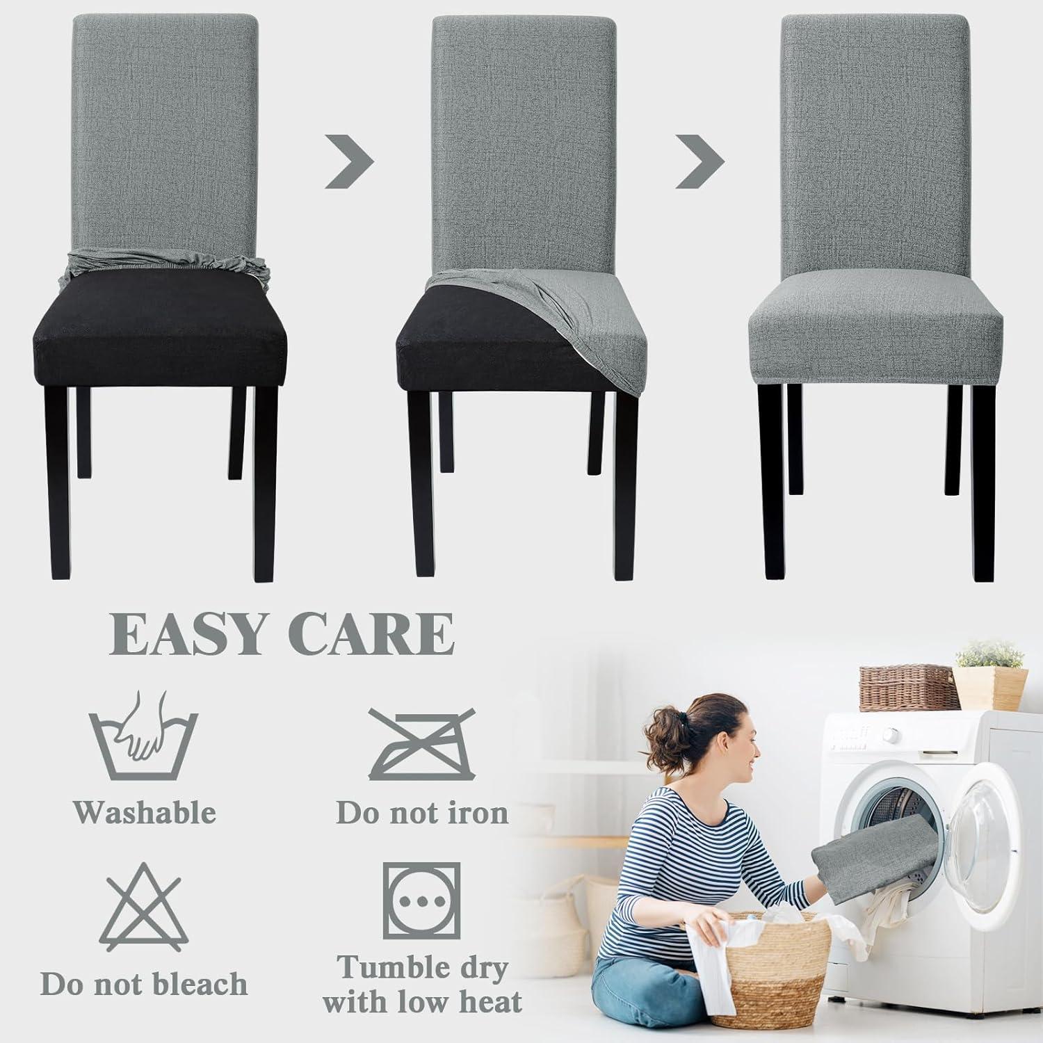 4er Set Stretch Stuhlhussen Dunkelgrau Esszimmer Schwingstühle