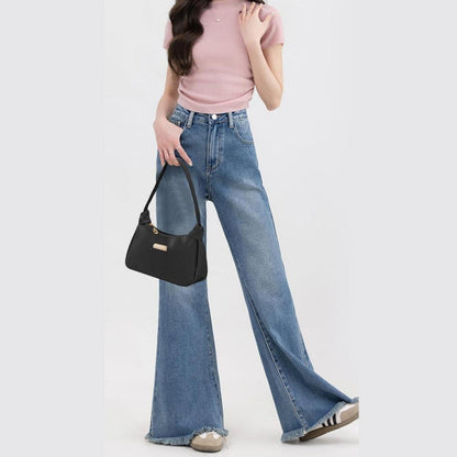 Damen Umhängetasche Nylon Handtasche Retro Y2k Fashion Pom-Pom Schlüsselanhänger