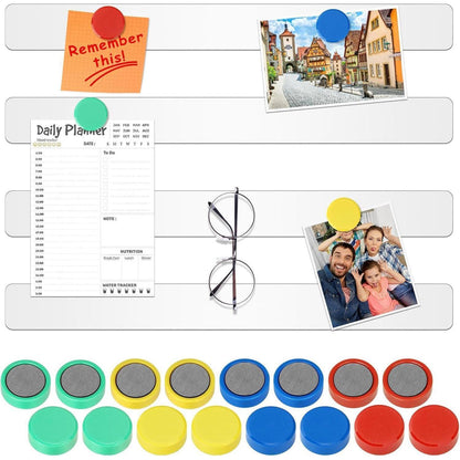 Magnetleisten Set, 4 Stück Memotafel 30x3cm Weiß mit 16