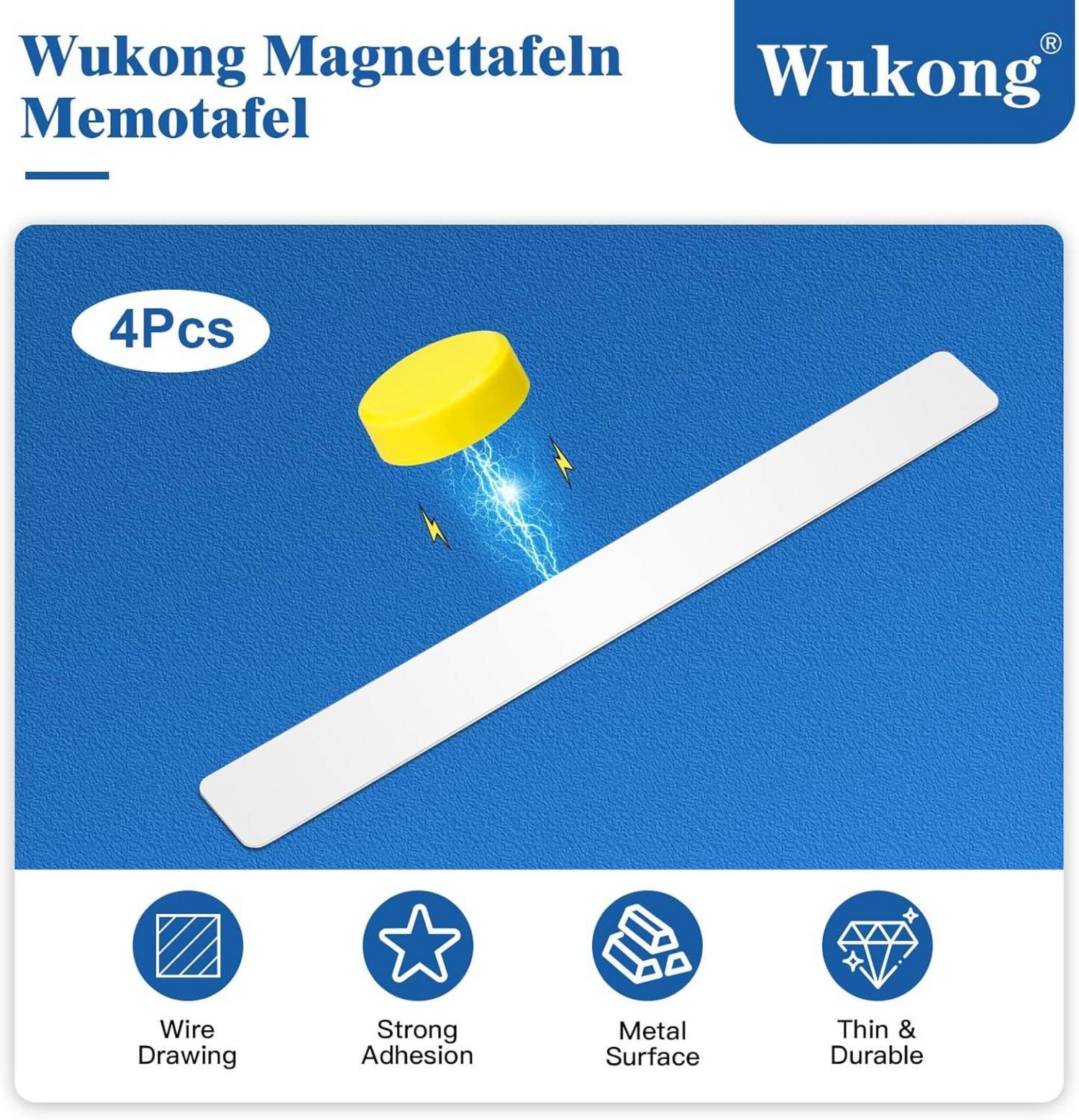 Magnetleisten Set, 4 Stück Memotafel 30x3cm Weiß mit 16