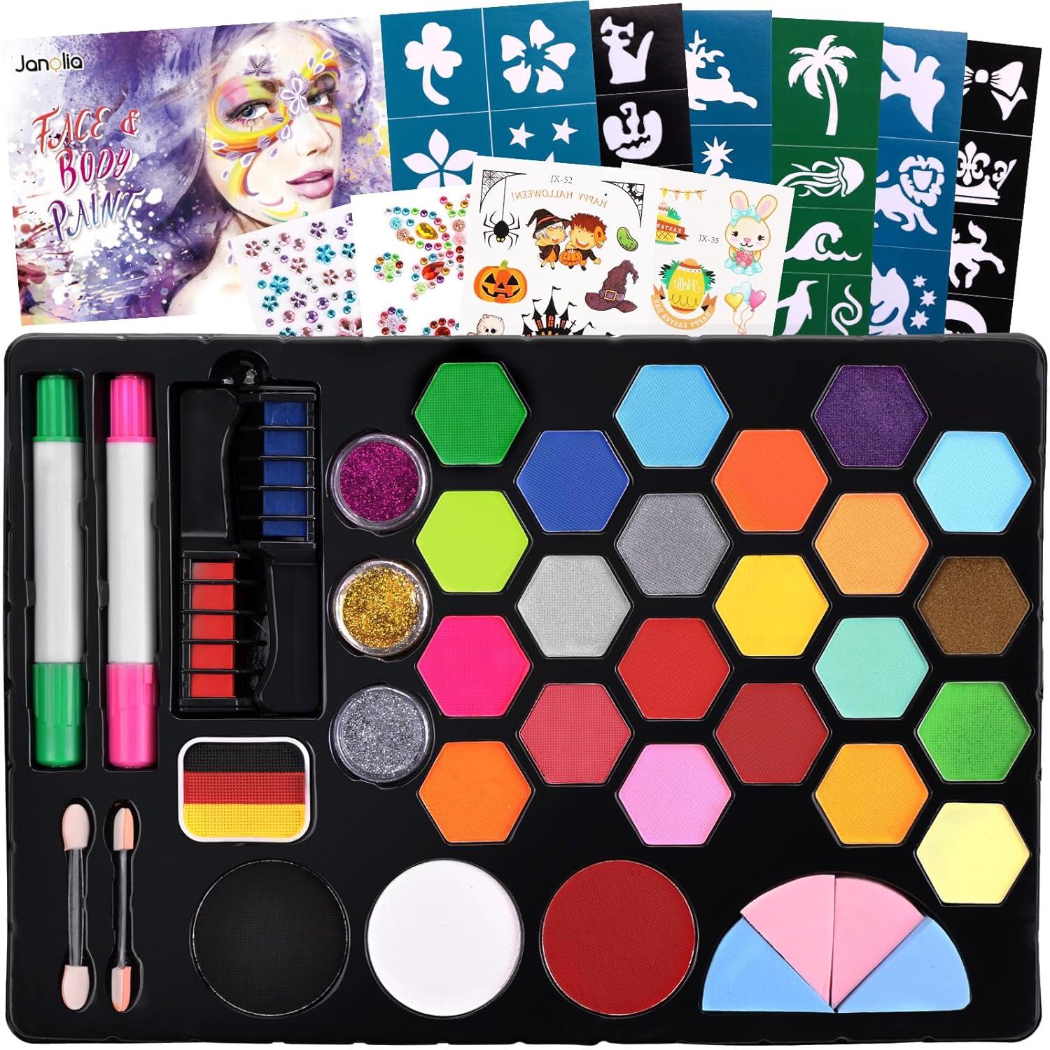 Kinderschminken Set 25 Farben Wasserbasis Fasching Karneval