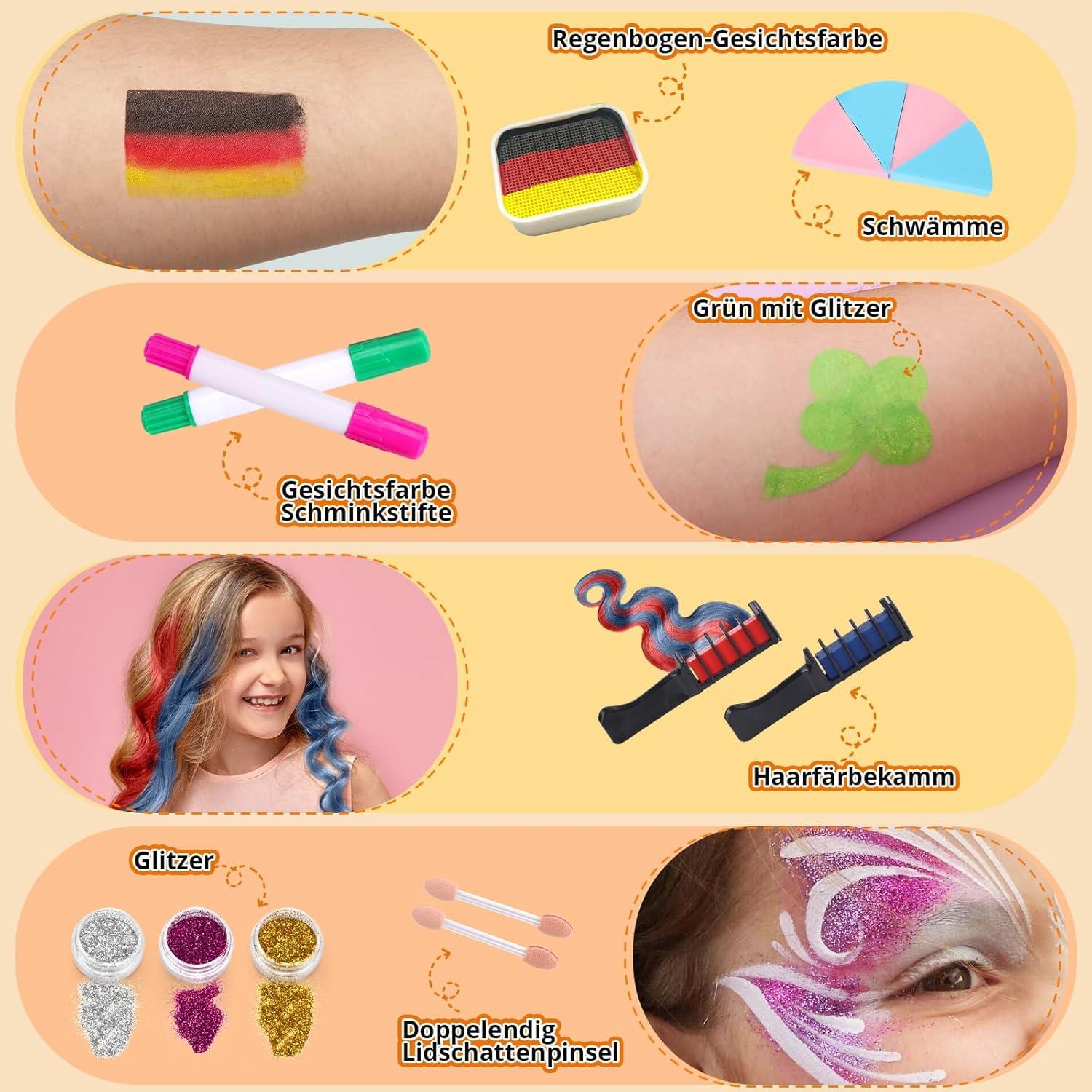 Kinderschminken Set 25 Farben Theater Makeup Face Paint Fasching Karneval