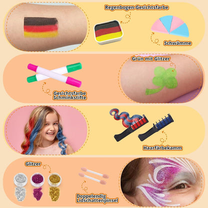 Kinderschminken Set 25 Farben Theater Makeup Face Paint Fasching Karneval