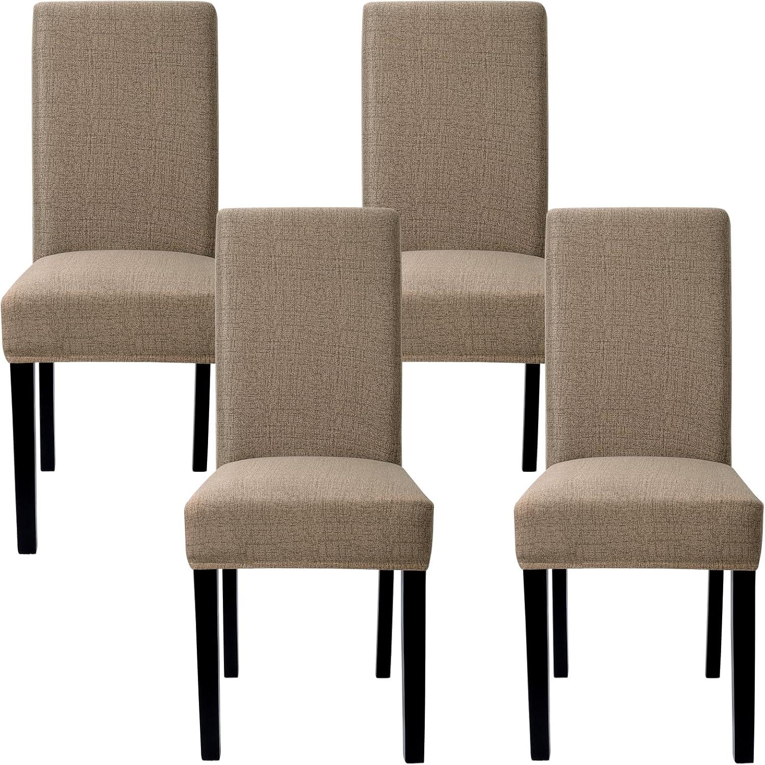 Stuhlhussen 4er Set Stretch Abnehmbar Waschbar Universell Kaffee
