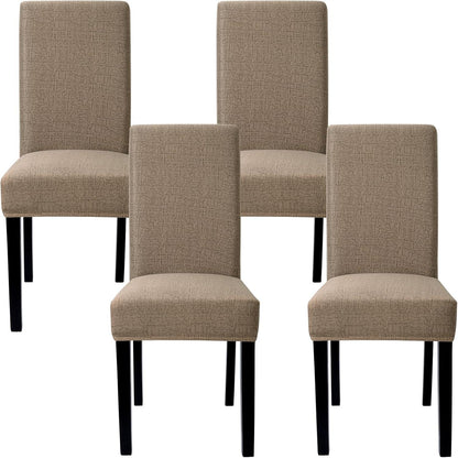 Stuhlhussen 4er Set Stretch Abnehmbar Waschbar Universell Kaffee