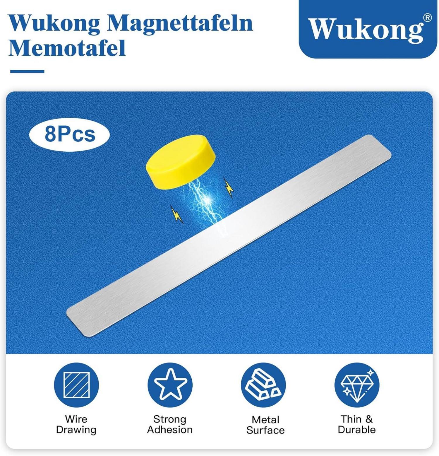 Wukong Magnetleisten 8 Stück Set 30x3cm Silber Selbstklebend