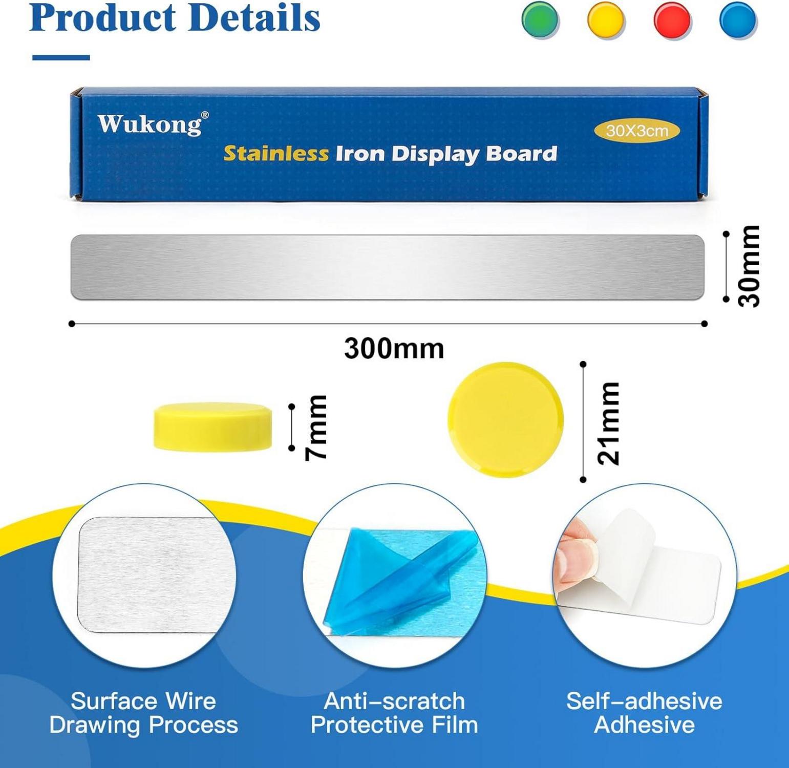 Magnettafel 8er Set 30x3cm Selbstklebend mit 32 Magneten