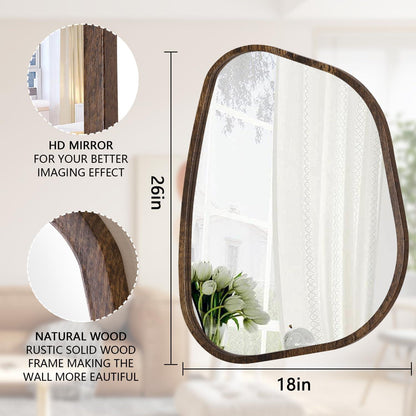 Asymmetrischer Wandspiegel mit Holzrahmen – Modern & Dekorativ