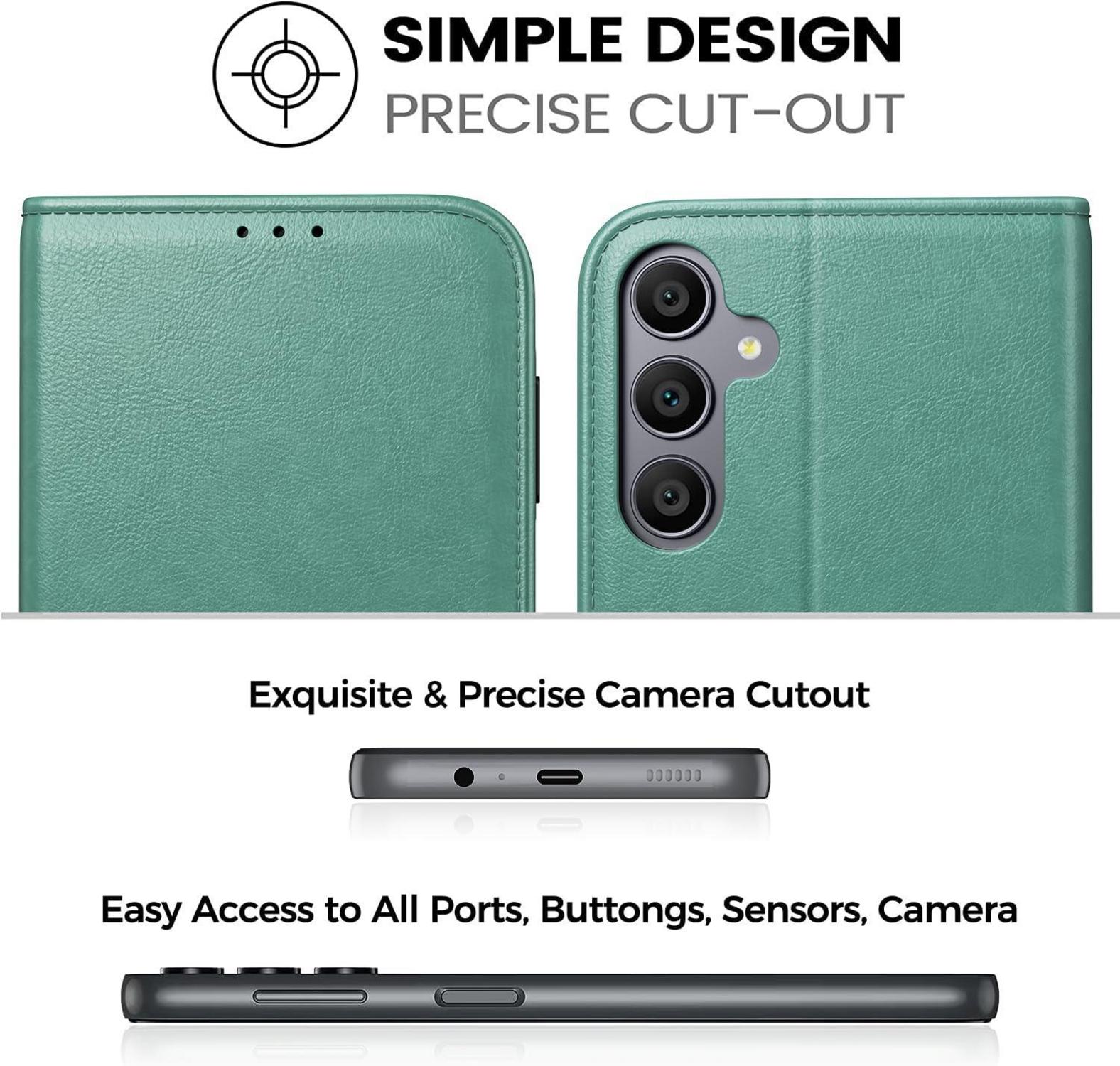 Handyhülle für Samsung Galaxy A55 5G - Grün PU Leder Schutz RFID