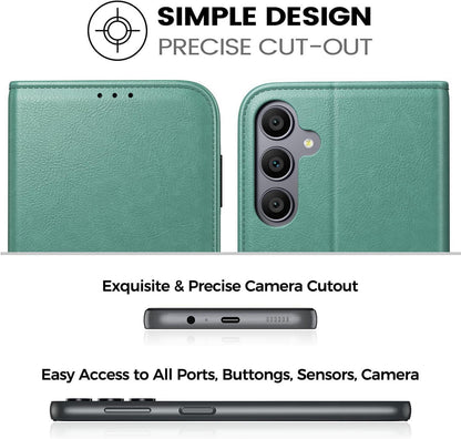Handyhülle für Samsung Galaxy A55 5G - Grün PU Leder Schutz RFID