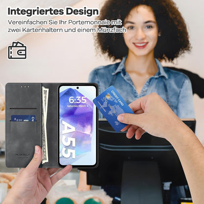 Handyhülle Samsung Galaxy A55 5G Schutz RFID Klapphülle Grey
